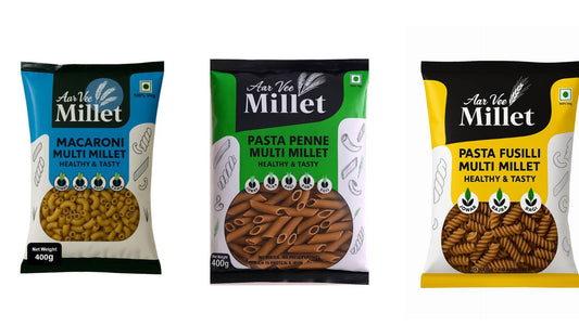 Aarvee Millet Pasta Macaroni and Fusilli (Pack of 3 - 1200g)