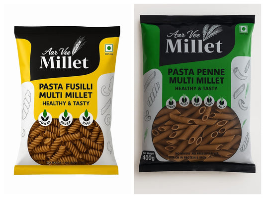 Aarvee Millet Penne Pasta & Fusilli Pasta( Pack of 2, 800g)
