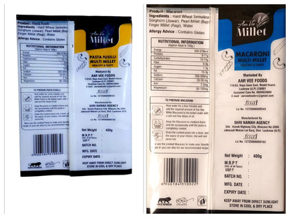 Aarvee Millet Macaroni & Fusilli ( Pack of 2,800g)