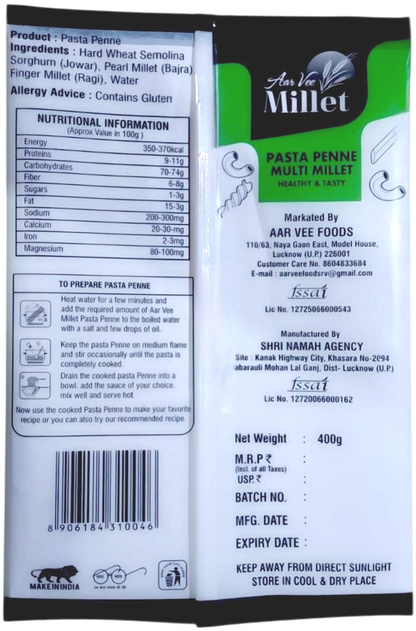 Aarvee Millet Penne Pasta 400g